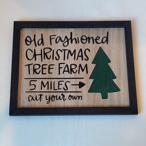Christmas Tree Farm Sign Horizon Home Decor Wooden Background